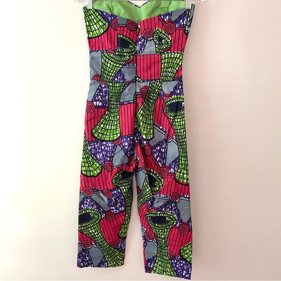 Girls Ankara Patchwork Playsuit Multi Colored Mosaic One-piece Romper Large/XL - Picture 4 of 5